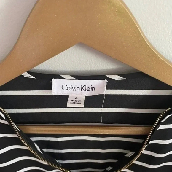 Calvin Klein Black and White Stripped Blouse - Picture 7 of 13